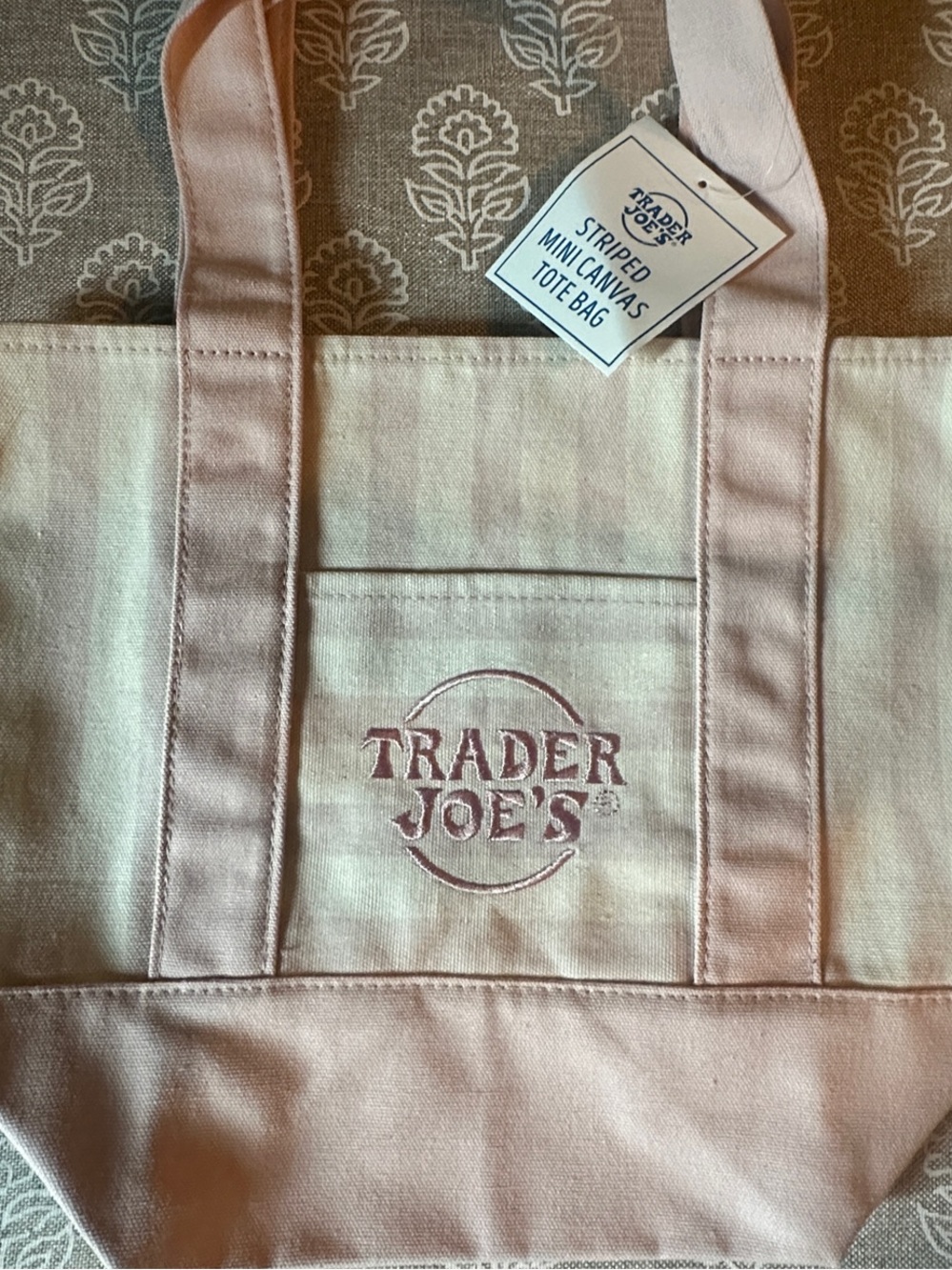 Trader Joe's Pink Mini Canvas Tote Bag